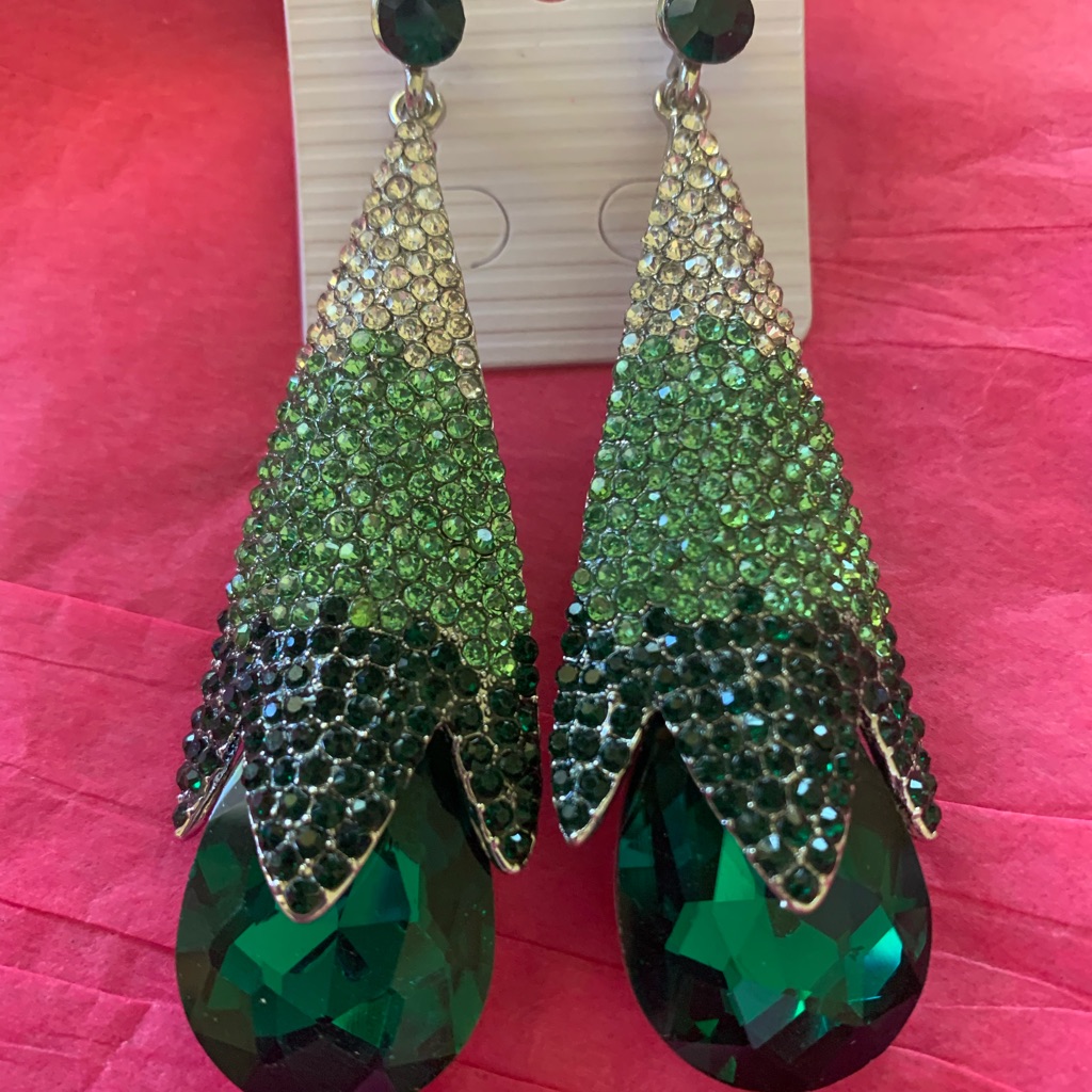 Green Ombre Pageant Earrings Dangle Design